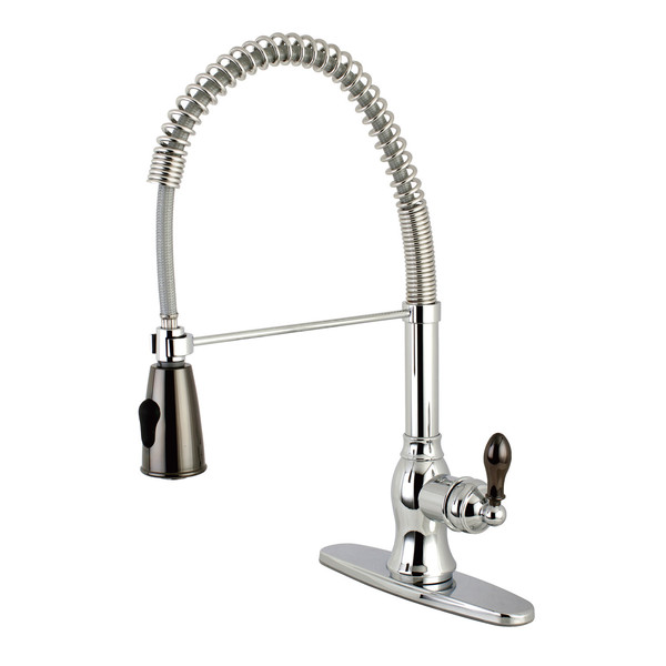 Gourmetier Pre-Rinse Kitchen Faucet, Chrome/Black Stainless Steel GSY8891AKL